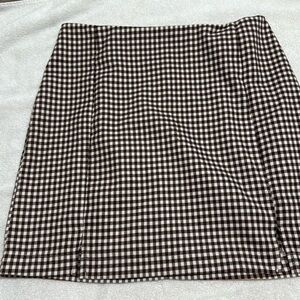 Black brown and white checkered skirt
